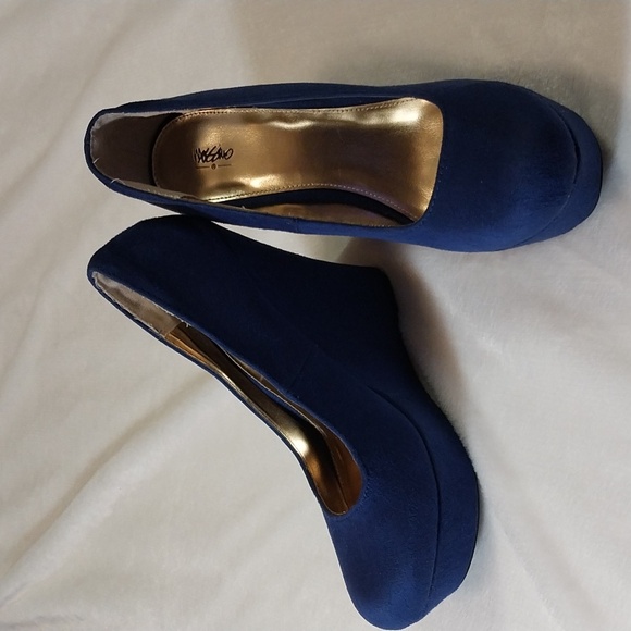 ROYAL BLUE PLATFORM WEDGE HEELS - Picture 4 of 11